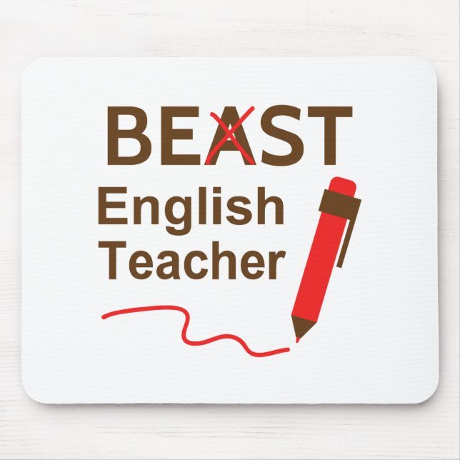 Tapis De Souris Bête drôle ou meilleur professeur d'Anglais (Devant)
