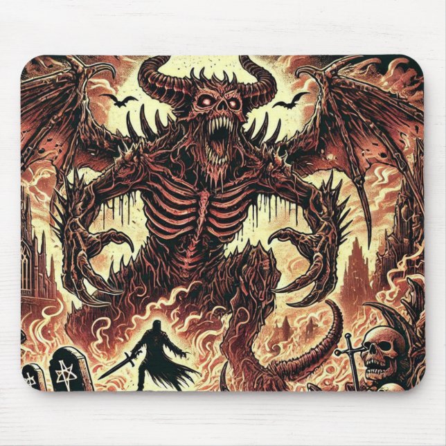 Tapis De Souris "Bête infernale : conception métallique de la mort (Devant)