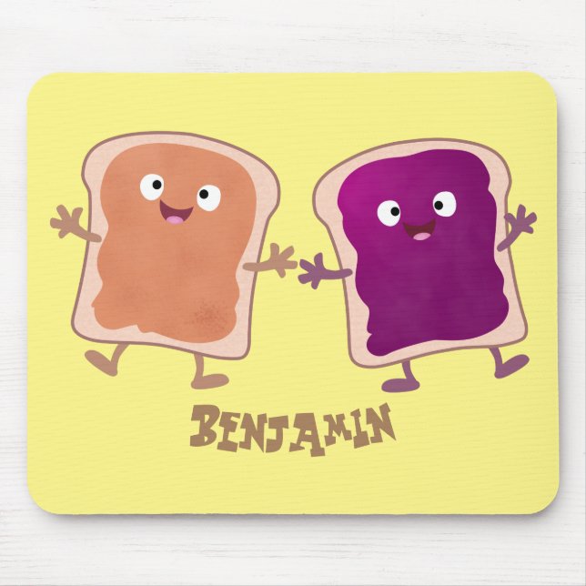 Tapis De Souris Beurre d'arachide mignonne et caricature sandwich  (Devant)