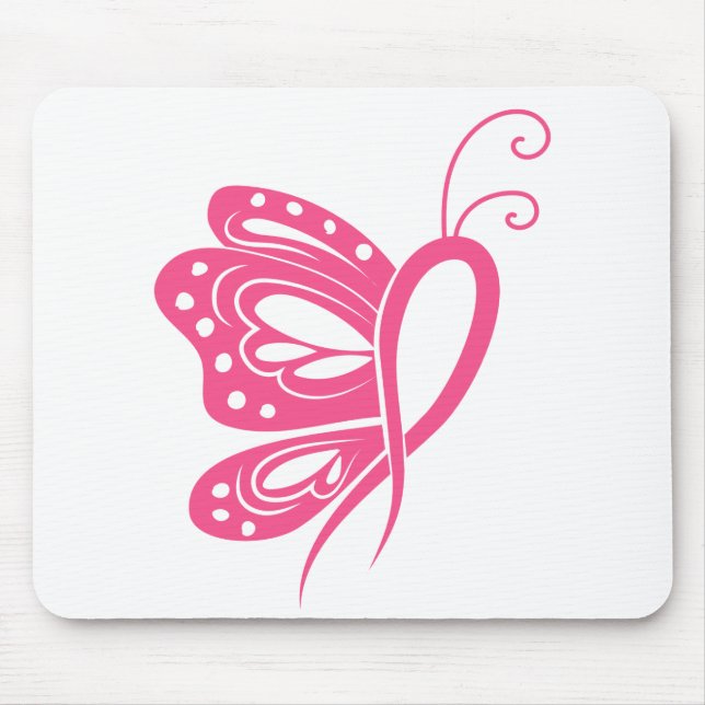 Tapis De Souris Beurre rose Ruban Survivant Cancer du sein Papillo (Devant)