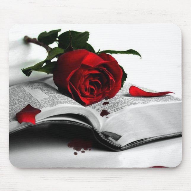 Tapis De Souris Bible et Rose rouge (Devant)