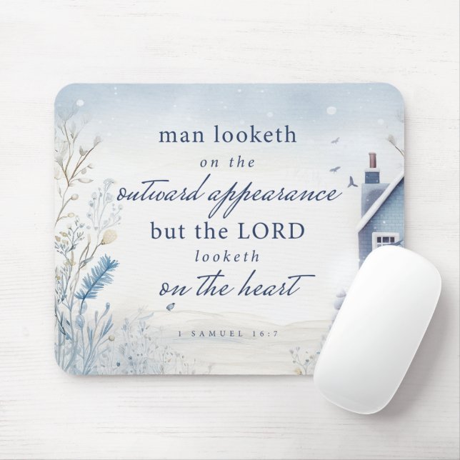 Tapis De Souris Bible Verse 1 Samuel 16:7 Aquarelle (Avec souris)