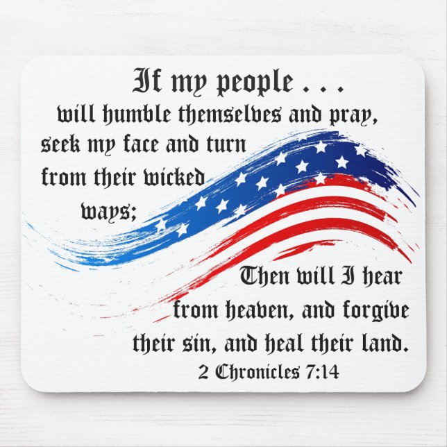 Tapis De Souris Bible Verse 2 Chroniques 7:14, USA Drapeau Mousepa (Devant)