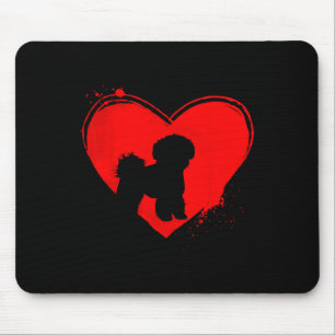 Tapis De Souris Bichon Frise Chien Forme de Coeur Saint-Valentin A