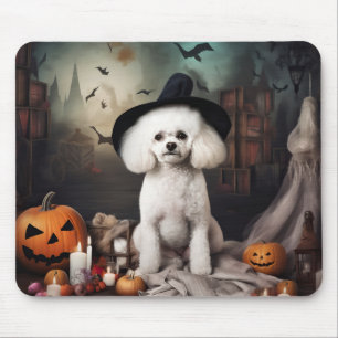 Tapis De Souris Bichon Frise Citrouilles Halloween Épouvantable