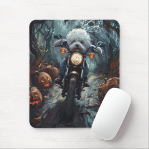 Tapis De Souris Bichon Frise Riding Moto Halloween Scandale