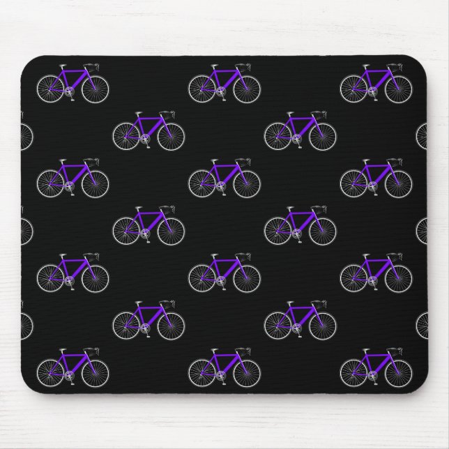 Tapis De Souris bicyclette violette sur noir (Devant)