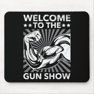 Tapis De Souris Bienvenue À La Salle De Sport De Gun Show Bodybuil