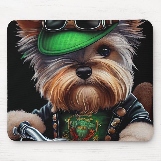 Tapis De Souris Biewer Terrier Chien Conduite Vélo St. Patrick's D (Devant)