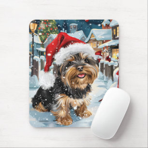 Tapis De Souris Biewer Terrier Chien Winter Wonderland Noël Joie