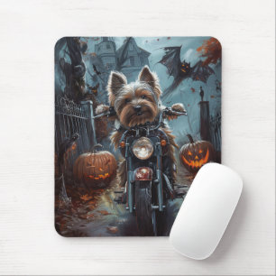 Tapis De Souris Biewer Terrier équitation Moto Halloween Effrayer