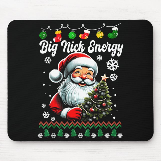 Tapis De Souris Big Nick Energy Santa Xmas Ugly Christmas Sweater  (Devant)