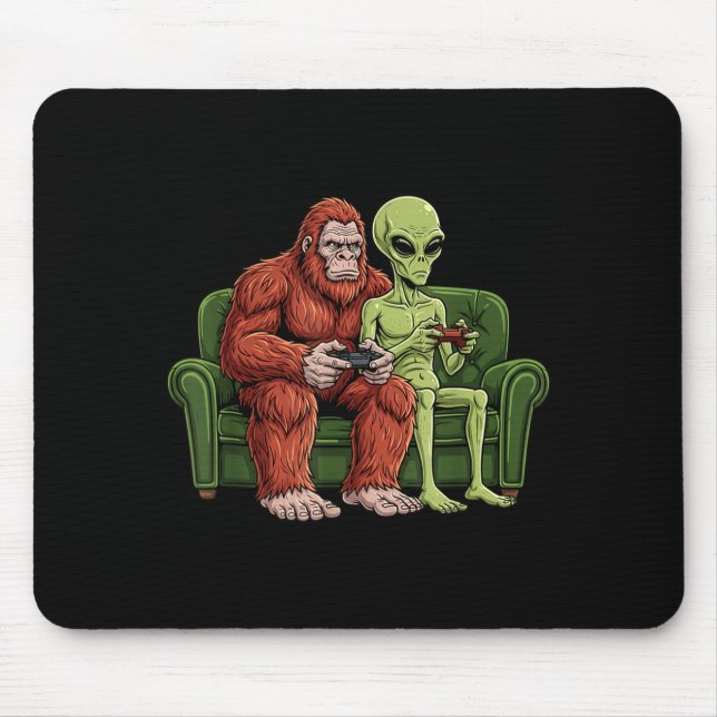 Tapis De Souris Bigfoot Alien Video Games Gaming Sasquatch Ufo Men (Devant)