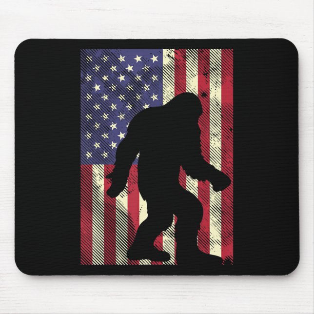 Tapis De Souris Bigfoot American US Flag Memorial Day Sasquatch Pa (Devant)