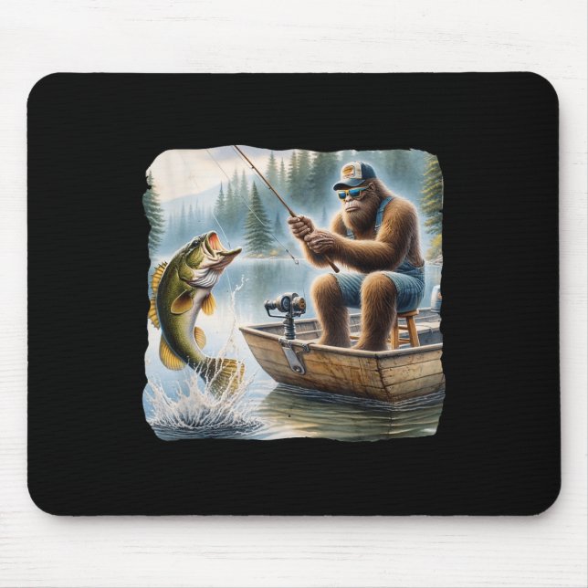 Tapis De Souris Bigfoot Fishing Funny Sasquatch Été B Pêcheur (Devant)
