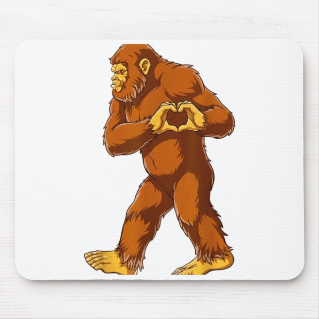 Tapis De Souris Bigfoot Heart Hands Funny Sasquatch Lover Valentin (Devant)