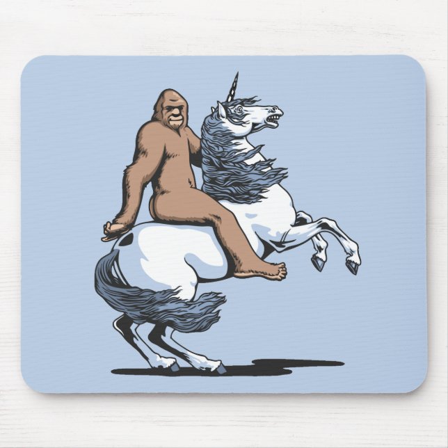 Tapis De Souris Bigfoot montant une licorne (Devant)