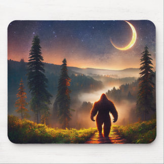 Tapis De Souris Bigfoot Night Woods Étoiles Lune