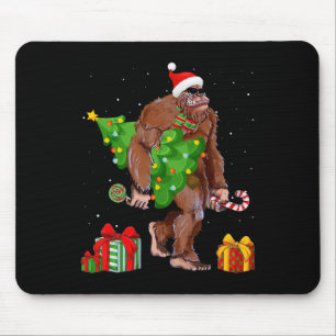 Tapis De Souris Bigfoot Père Noël Feux d'arbre de Noël Funky Noël
