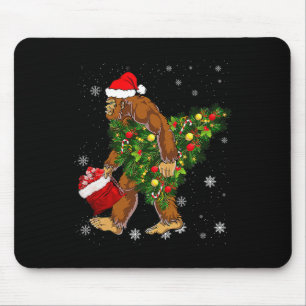 Tapis De Souris Bigfoot portant Noël Arbre Sasquatch Croyant