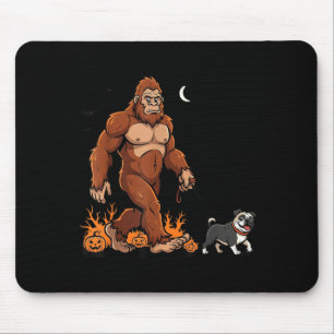 Tapis De Souris Bigfoot Pug qui marche Halloween Chien Sasquatch D