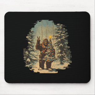 Tapis De Souris Bigfoot sapin de Noël éclaire Tarot Xmas Sasquatat