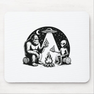 Tapis De Souris Bigfoot Ufo Alien Pizza Feu de camp Randonnée Camé