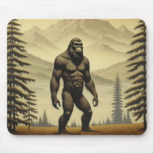 Tapis De Souris Bigfoot Vintage dans les Montagnes et les Pins