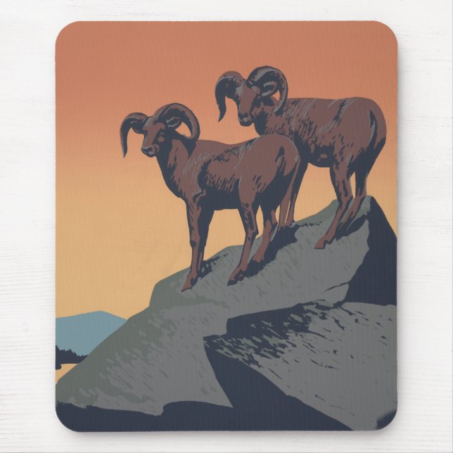 Tapis De Souris Bighorn Sheep American West Wildlife (Devant)