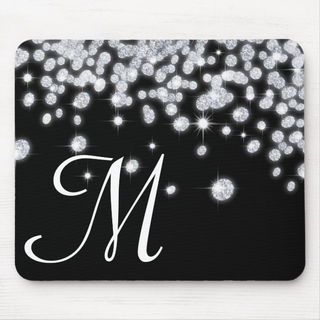 Tapis De Souris Bijoux en diamant Bijoux Monogramme Souris initial (Devant)