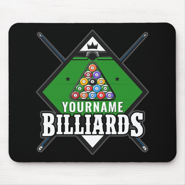 Tapis De Souris Billard personnalisé NOM Cue Rack Pool Room (Devant)