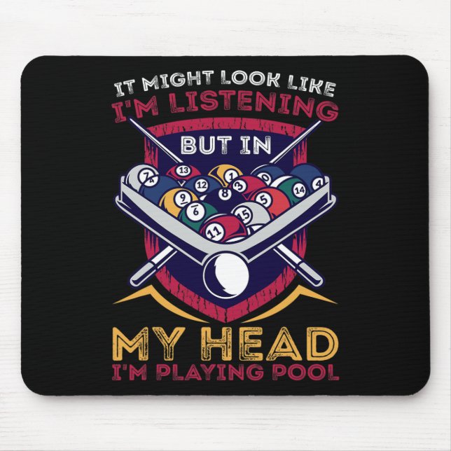 Tapis De Souris Billard Snooker Pool Joueur Sport Competit (Devant)