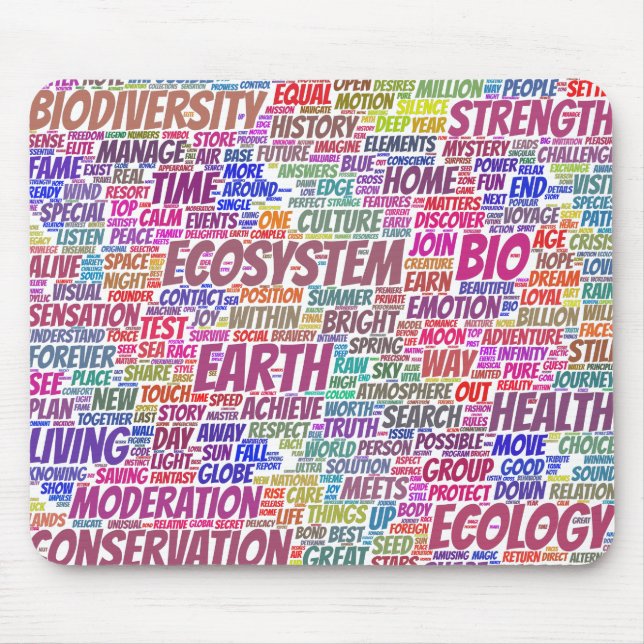Tapis De Souris Bio Nuage de Mots Texte Modèle Biodiversité (Devant)