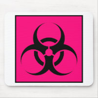 Bio risque ou rose de avertissement de symbole de