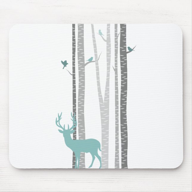 Tapis De Souris Birch Trees with Deer (Devant)