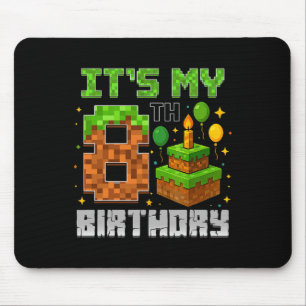 Tapis De Souris Birthday Boy C'est mon 8e anniversaire Gamer Pixel