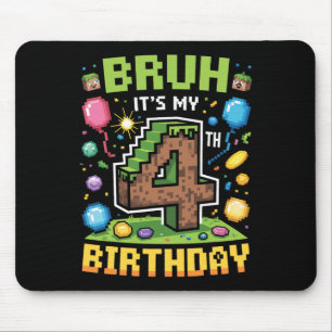 Tapis De Souris Birthday Boy Shirt Bruh It's My 4th Birthday Video