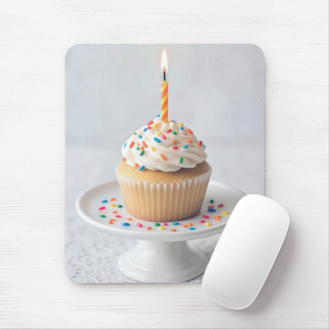 Tapis De Souris Birthday Cupcake with Candle (Avec souris)