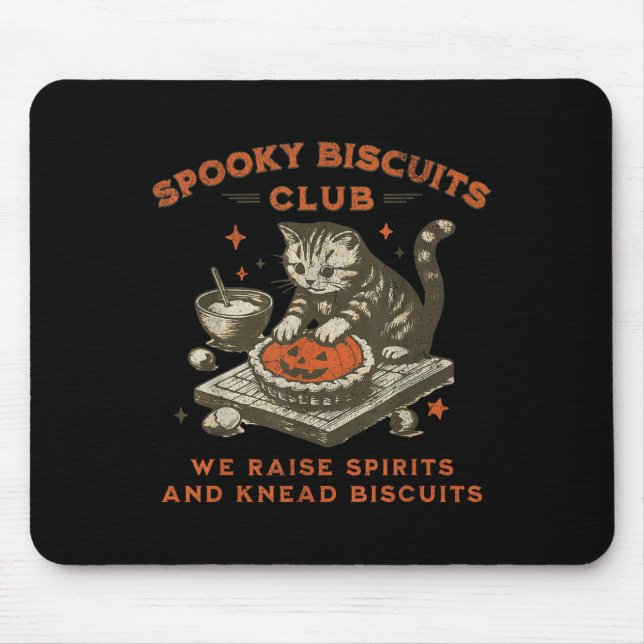 Tapis De Souris Biscuits Club éffrayant Chat, Biscuits d'Halloween (Devant)