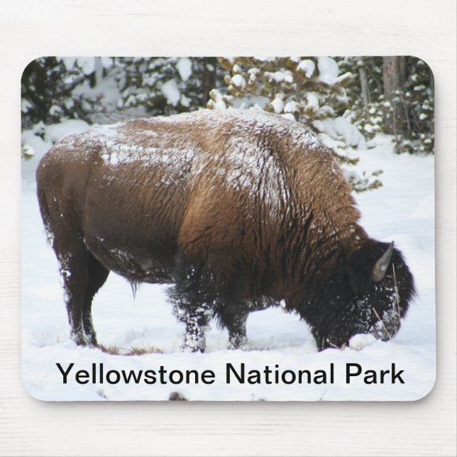 Tapis De Souris Bison de Yellowstone en hiver Mousepad (Devant)