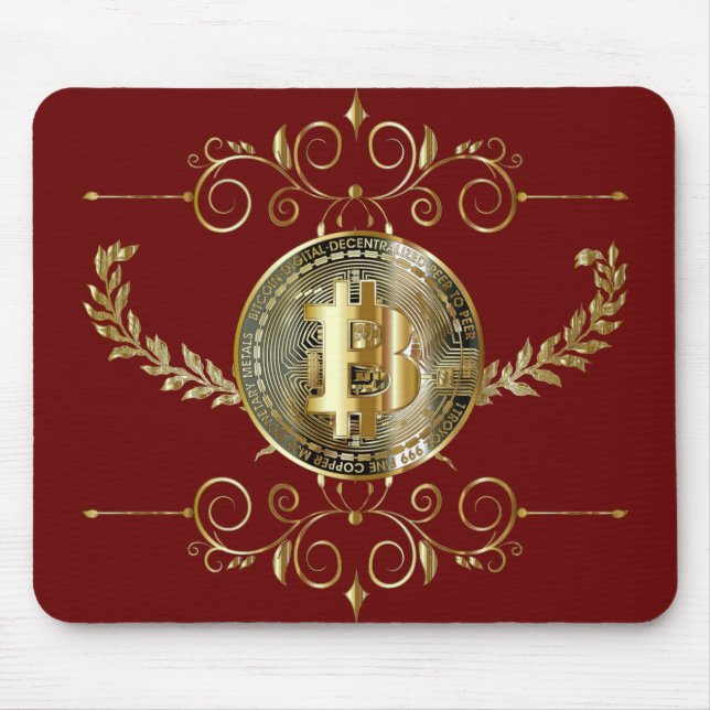 Tapis De Souris Bitcoin Gold Coin Bourgogne Design (Devant)
