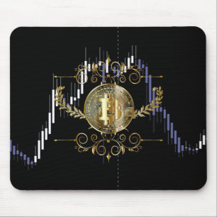 Tapis De Souris Bitcoin Gold Coin noir bleu blanc Souris