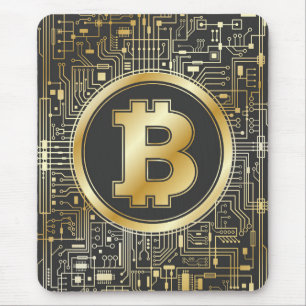 Tapis De Souris Bitcoin Logo Crypto Circuit Board Cryptomonnaie