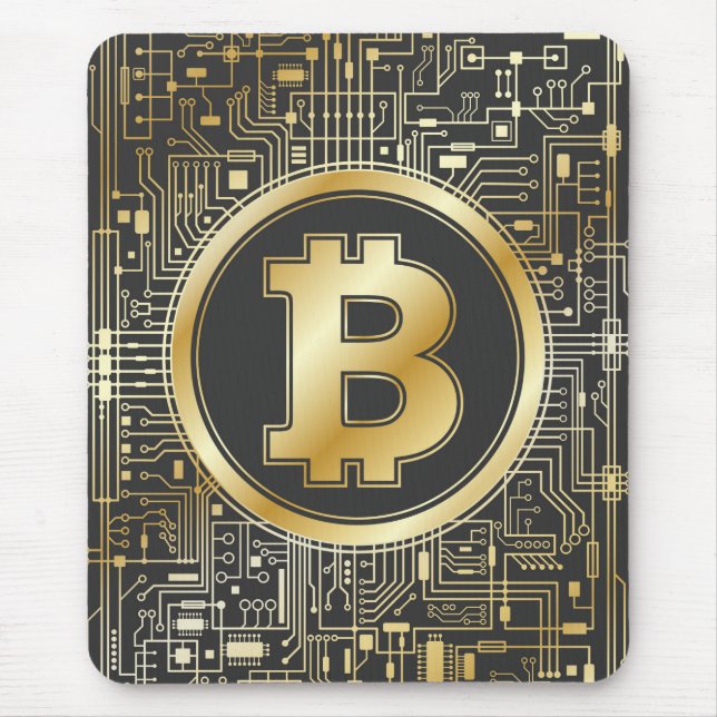 Tapis De Souris Bitcoin Logo Crypto Circuit Board Cryptomonnaie (Devant)