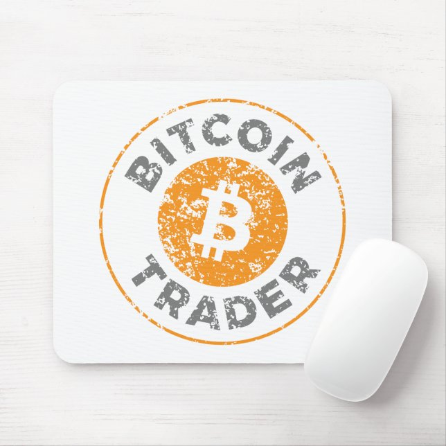 Tapis De Souris Bitcoin Trader Grunge Text Circle Outl. Gris blanc (Avec souris)
