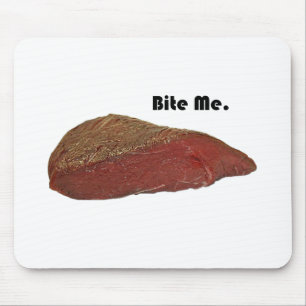 Tapis De Souris Bite Me Funny Steak Beef Pun Joke