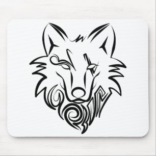 Tapis De Souris Black and White Tribal Wolf