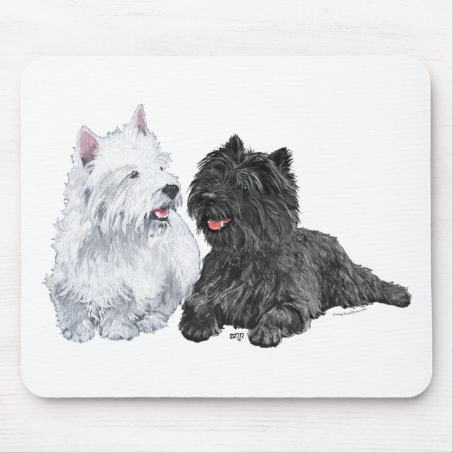 Tapis De Souris Black Cairn et West Highland Terriers (Devant)