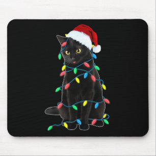 Tapis De Souris Black Cat Christmas Tree Luminations Amusants Père