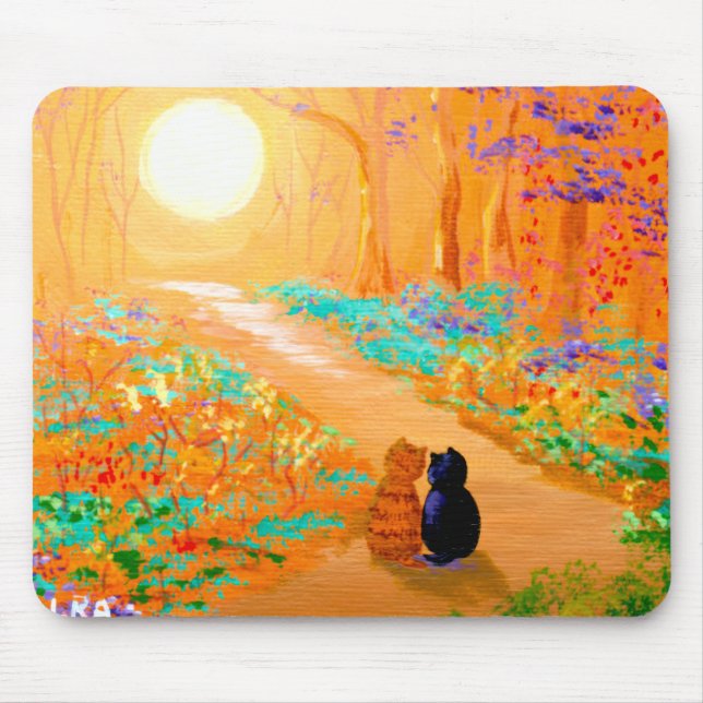Tapis De Souris Black Cat Orange Tabby Cat Forest (Devant)
